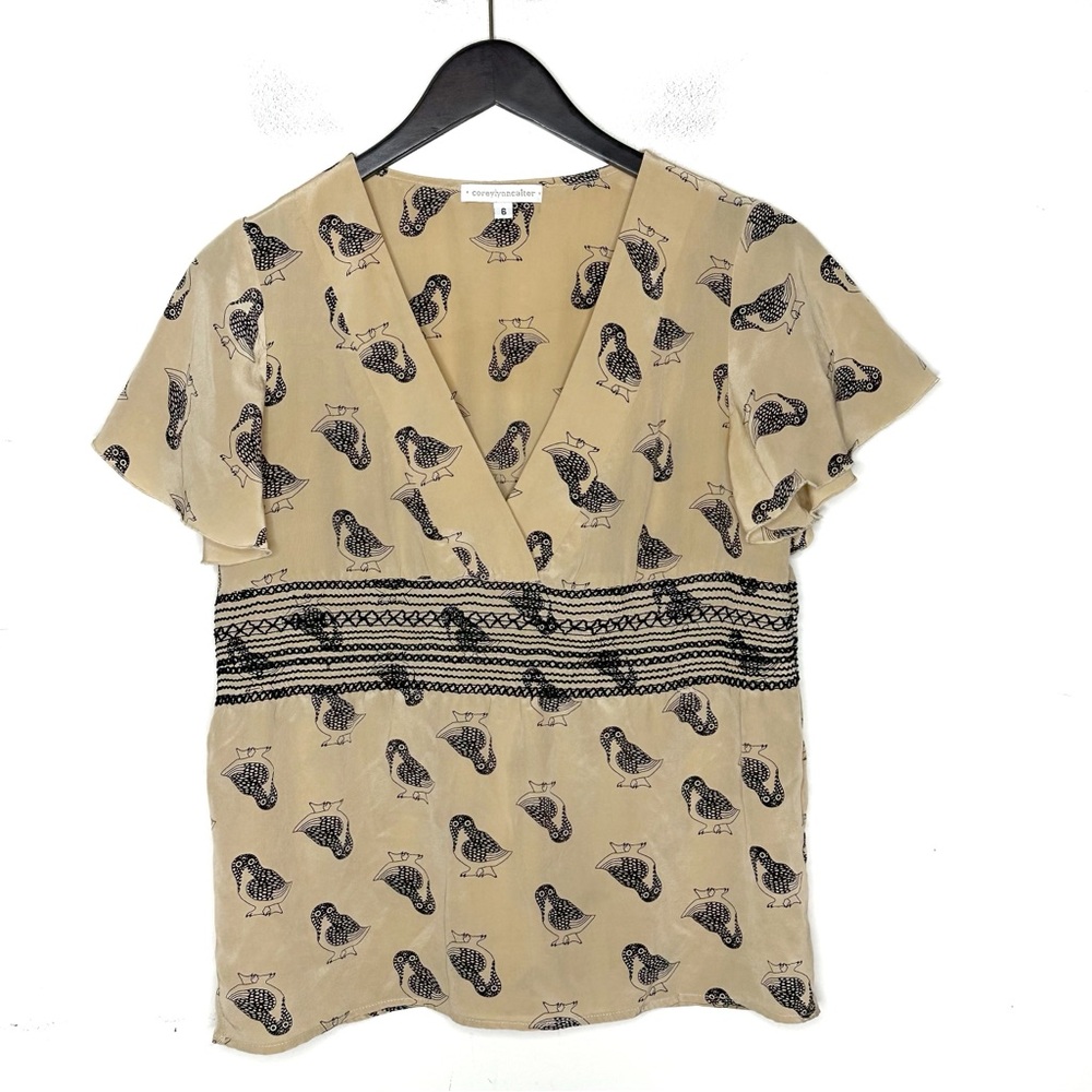 Anthropologie Corey Lynn Calter Silk Owl Blouse